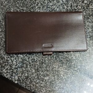 Coach Dark Brown Leather Long Wallet